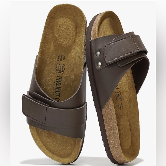 NWT Project Cloud Leather Sandals Women’s 8 Wren Chocolate – Memory, Adjustable - Picture 1 of 6